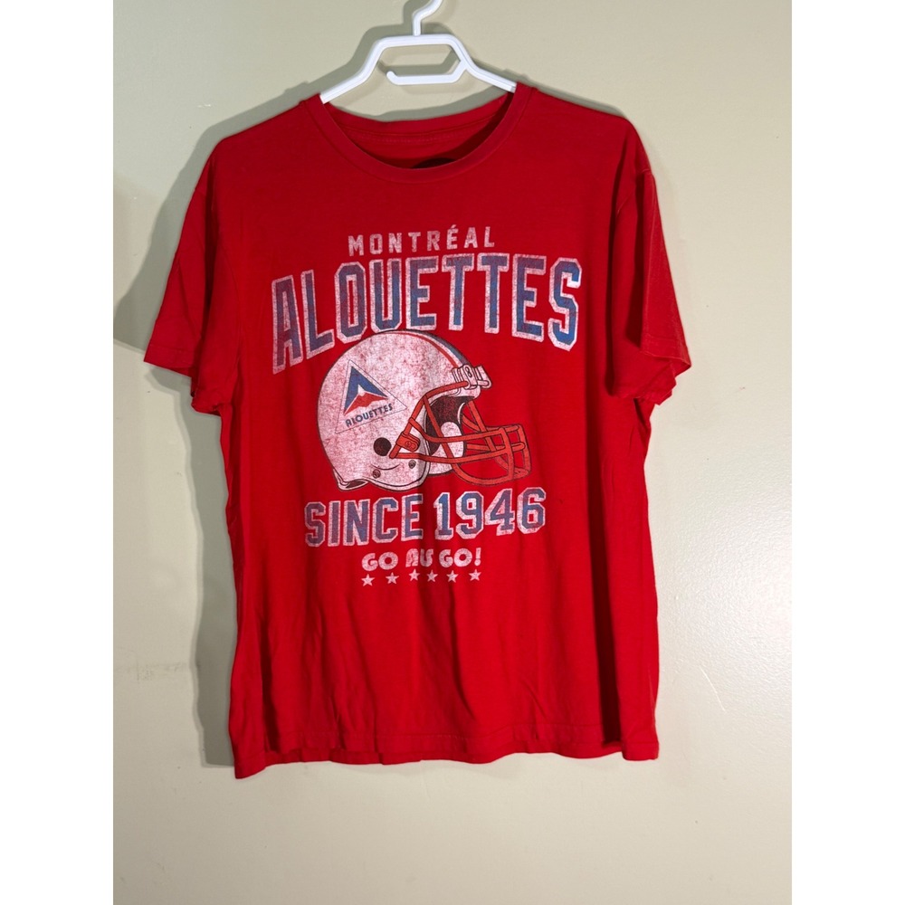 Montreal Alouettes CFL T-Shirt Mens Medium Red Graphic Short Sleeve Go Als Go